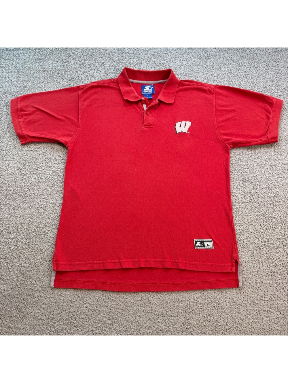 Vintage 90s Starter Wisconsin Badgers Embroidered Red Polo Shirt NCAA Medium